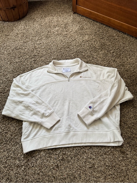 Champion Tops - Champion Women's Cream Half-Zip Pullover Sweatshirt